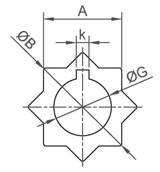 Star drive to key way adaptor